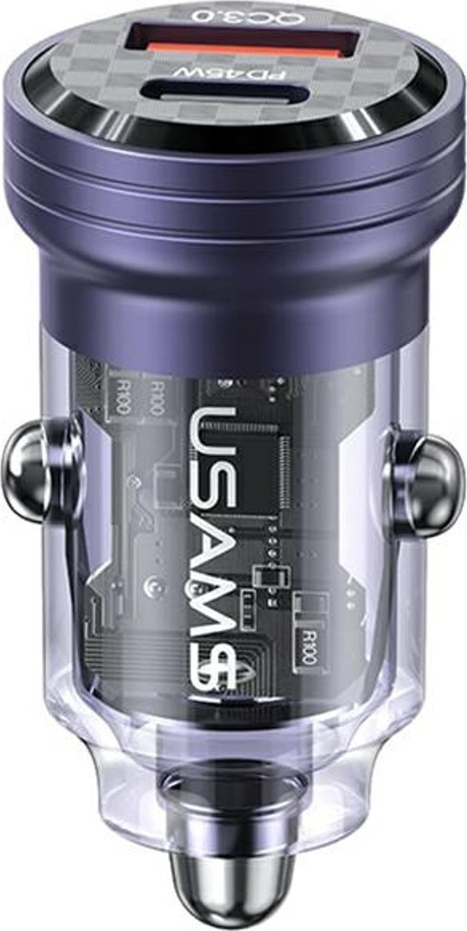 Ładowarka Usams Ładowarka samochodowa USAMS C35 USB-A+USB-C 45W Fast Charge fioletowy/purple (US-CC175)