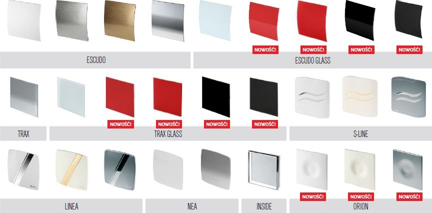 AWENTA Wentylator łazienkowy ścienny cichy energooszczędny kolory szkło KWS100 Wentylator domowy kuchenny fi100 szkło