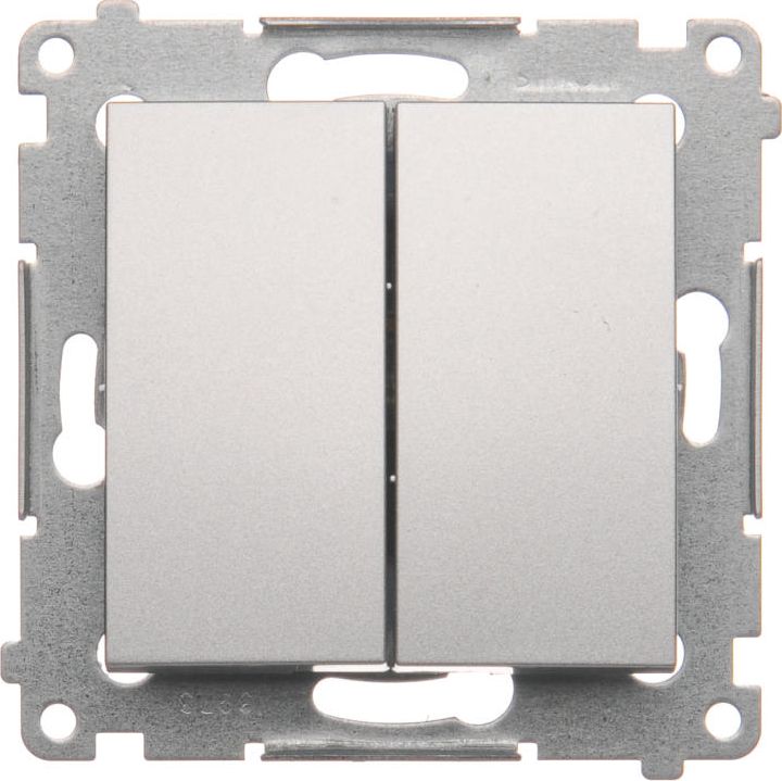 Kontakt-Simon Przycisk podwójny srebrny mat - DP2.01/43