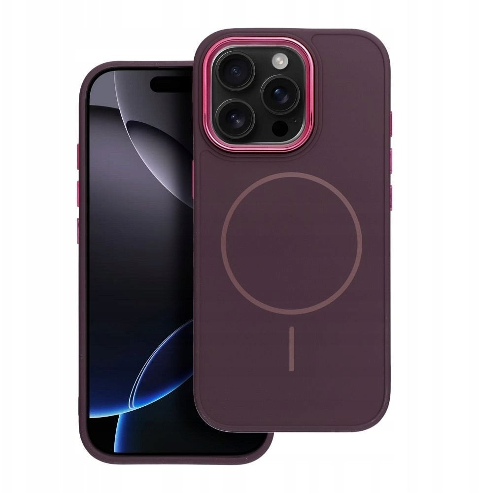 Futerał FRAME MAG COVER kompatybilny z MagSafe do IPHONE 15 PRO MAX fioletowy