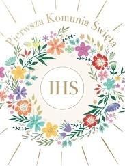 HENRY Karnet Komunia z kieszonką Kwiaty