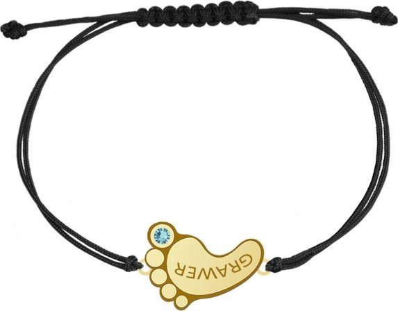 Radziszewska Jewellery Pozłacana Bransoletka STÓPKA IMIĘ DZIECKA GRAWER