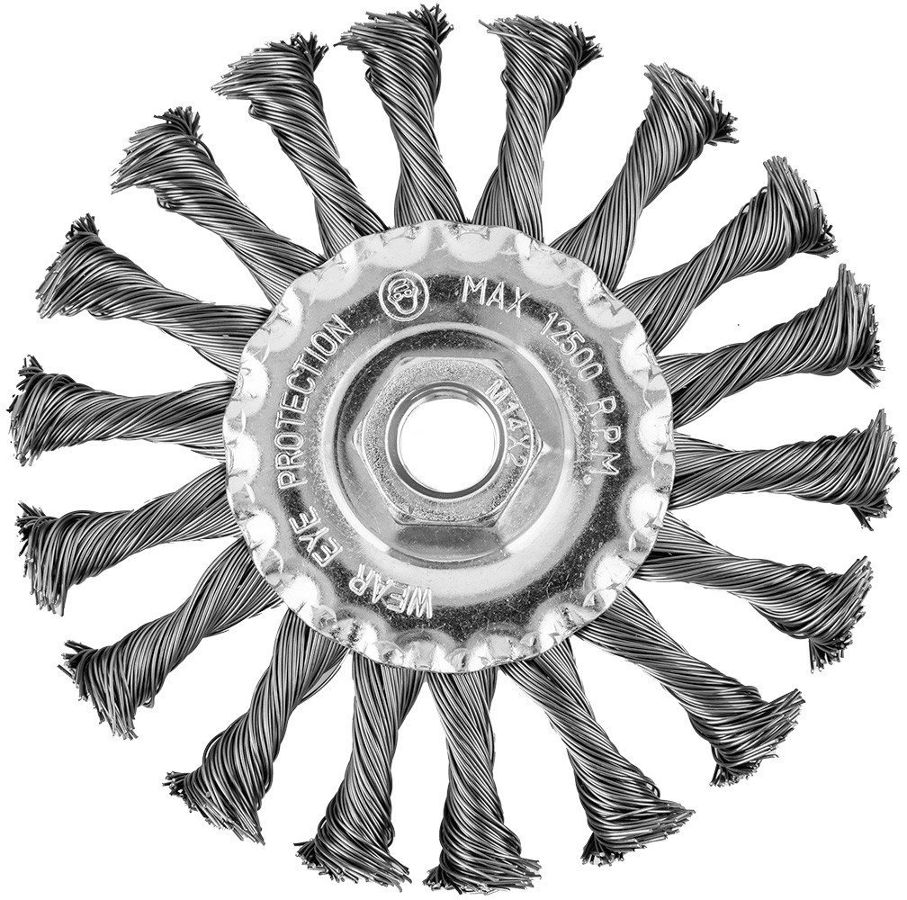 Szczotka druciana tarczowa 115 mm, drut skręcony, stalowy, M14