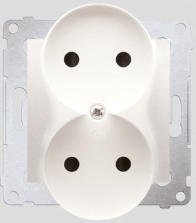 Kontakt-Simon Gniazdo SIMON54 podwójne b/u 16A IP20 z przesłoną kremowe - DG2MZ.01/41