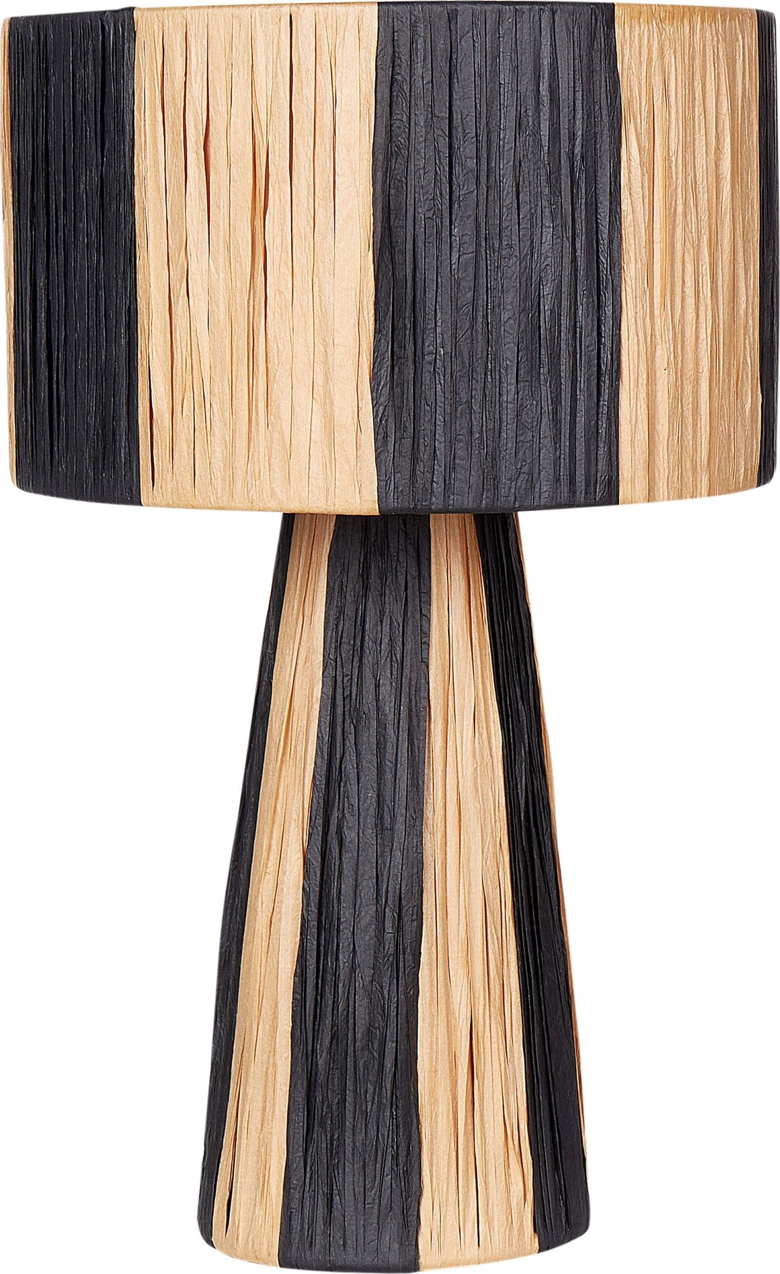 Lampa stołowa Beliani Lampa stołowa rafia naturalna z czarnym WELMEL