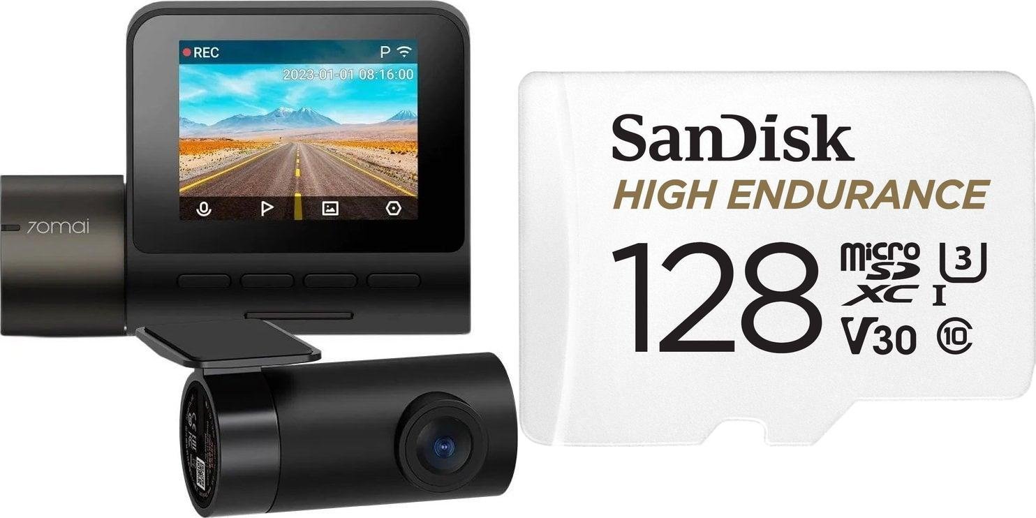 Wideorejestrator 70mai Wideorejestrator 70mai A200 HDR + kamera tylna RC11 + Karta SanDisk High Endurance MicroSDXC 128 GB