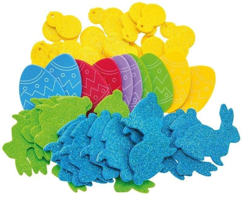 Naklejki wielkanocne z pianki brokatowe 56szt EDUKAMP