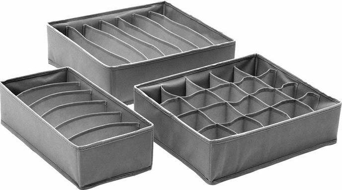 Aptel AG126G ORGANIZERY DO SZUFLADY WKŁADY SZARE 3 szt