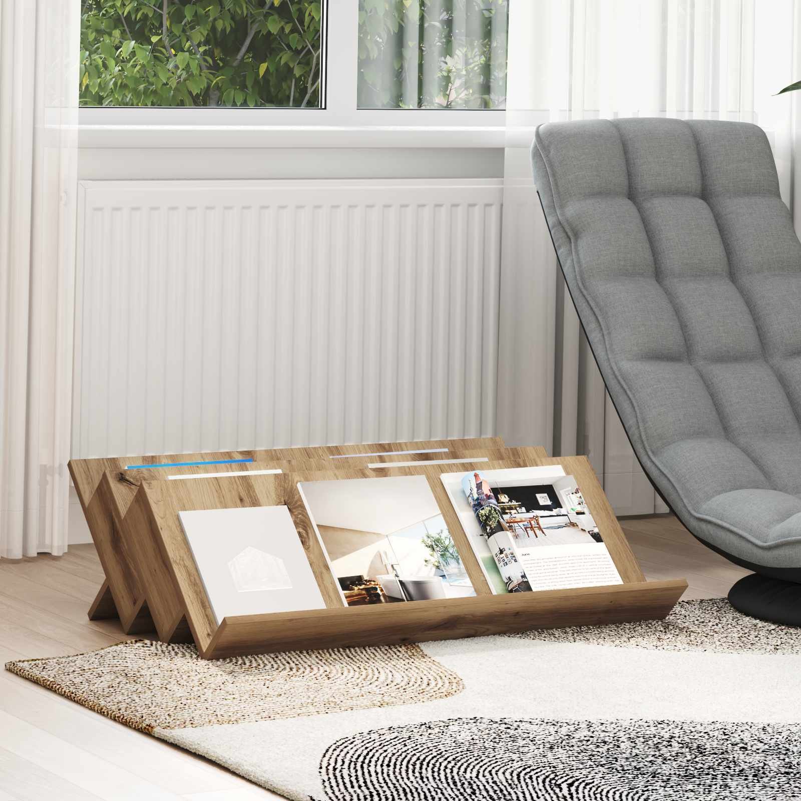 vidaXL Szafka boczna z półką dębową rzemieślniczą, 90 x 57,5 x 42 cm