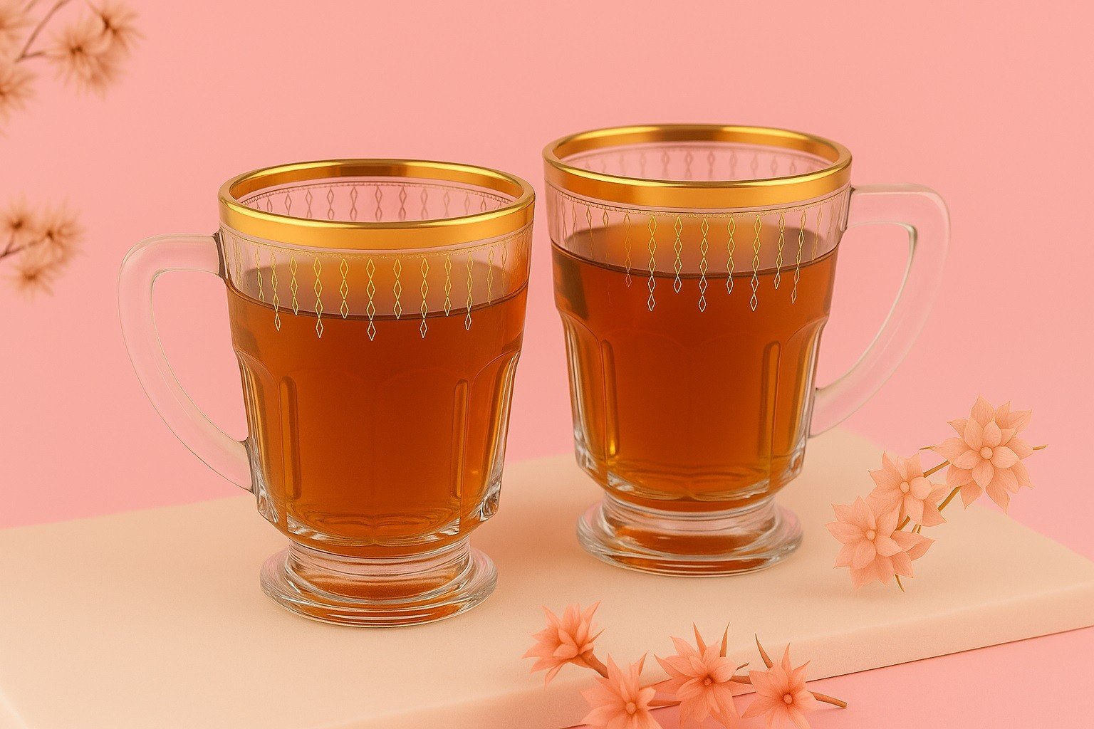 Komplet 2 filiżanek do herbaty/kawy 230 ml Koral Gold