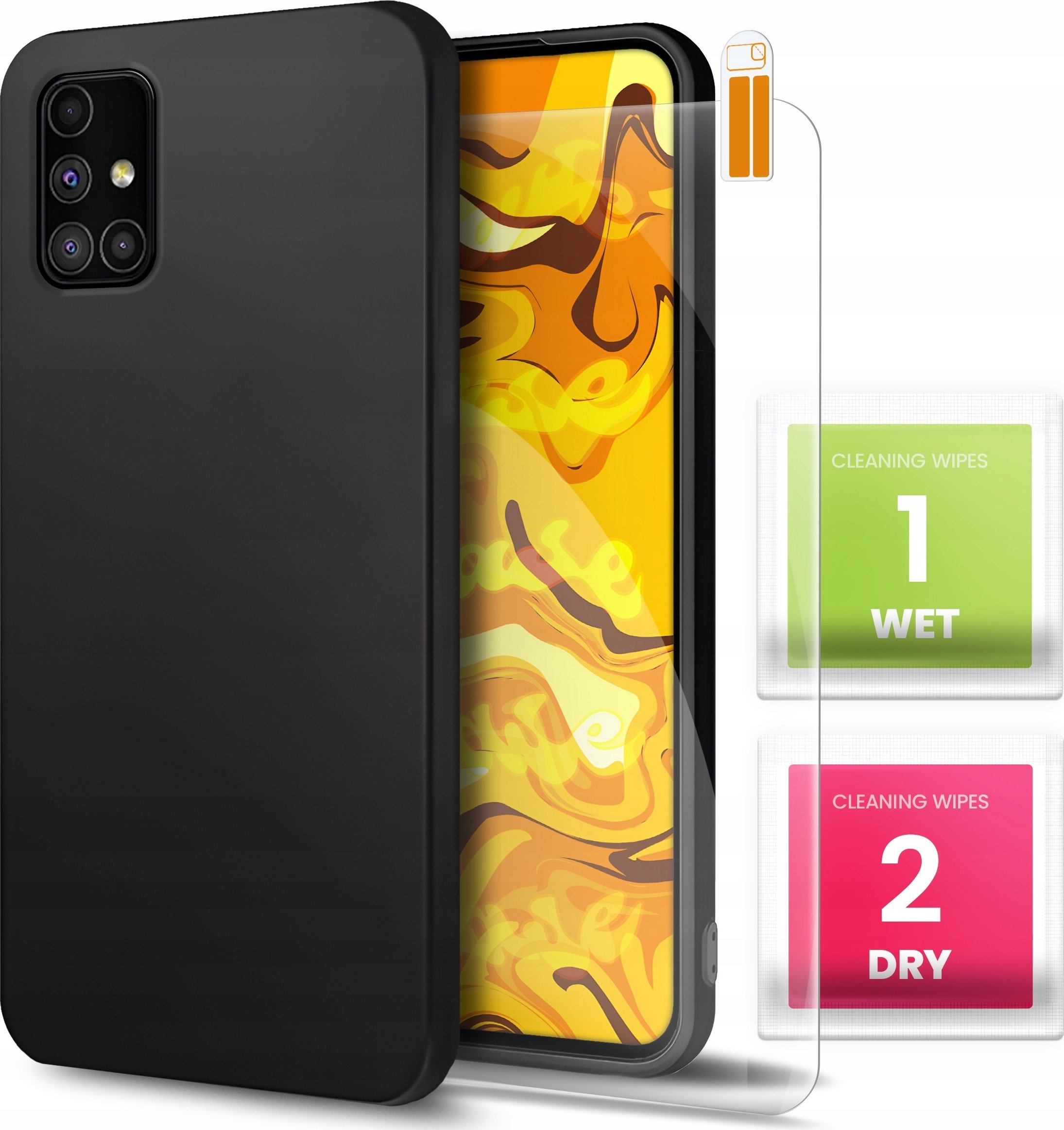 Hello Case Etui do Samsung Galaxy M51 (Czarne, Matowe, Obudowa, Silikon) SZKŁO 9H