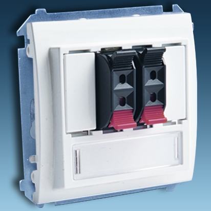 Kontakt-Simon Gniazdo głośnikowe BASIC MODUŁ podwójne z polem opisowym białe - BMGL3.01/11