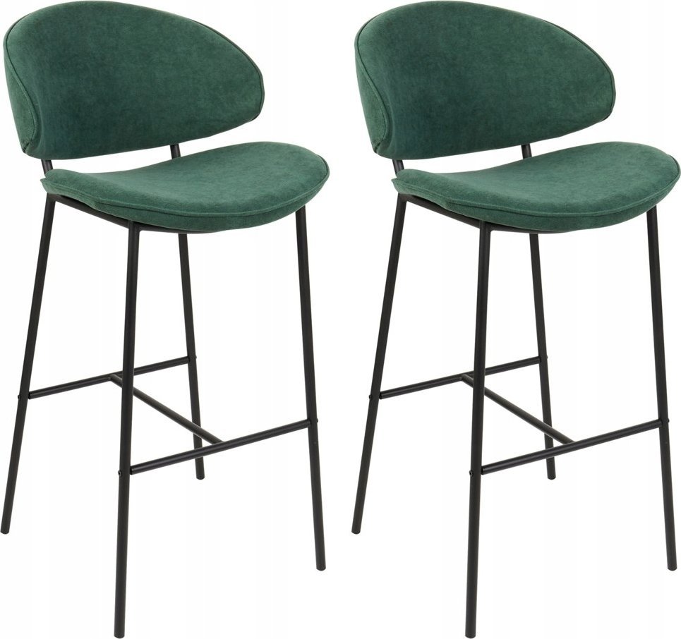 Beliani Zestaw 2 krzeseł barowych zielony KIANA