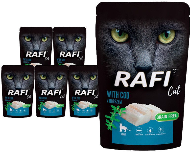 Mokra karma dla kota Rafi Cat Adult z dorszem zestaw 10 x 100 g