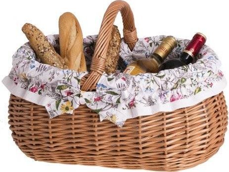 WickerPL Kosz na zakupy ekologiczny kosz z wikliny z obszyciem 44x30 H 22/30 cm