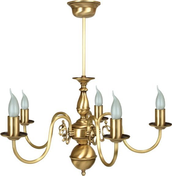 Lampa wisząca Solar Żyrandol z mosiądzu FLAMAND 5 płomienny