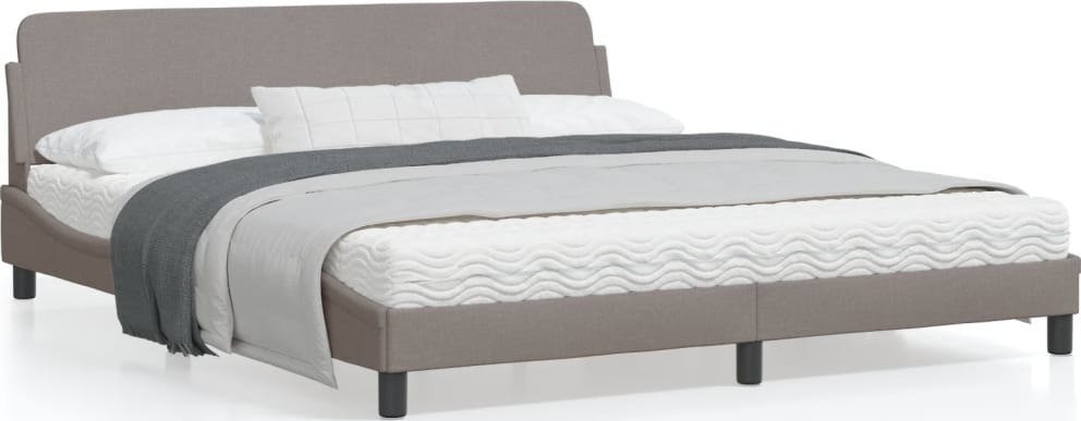 vidaXL Rama łóżka z zagłówkiem, kolor taupe, 180x200 cm, obita tkaniną