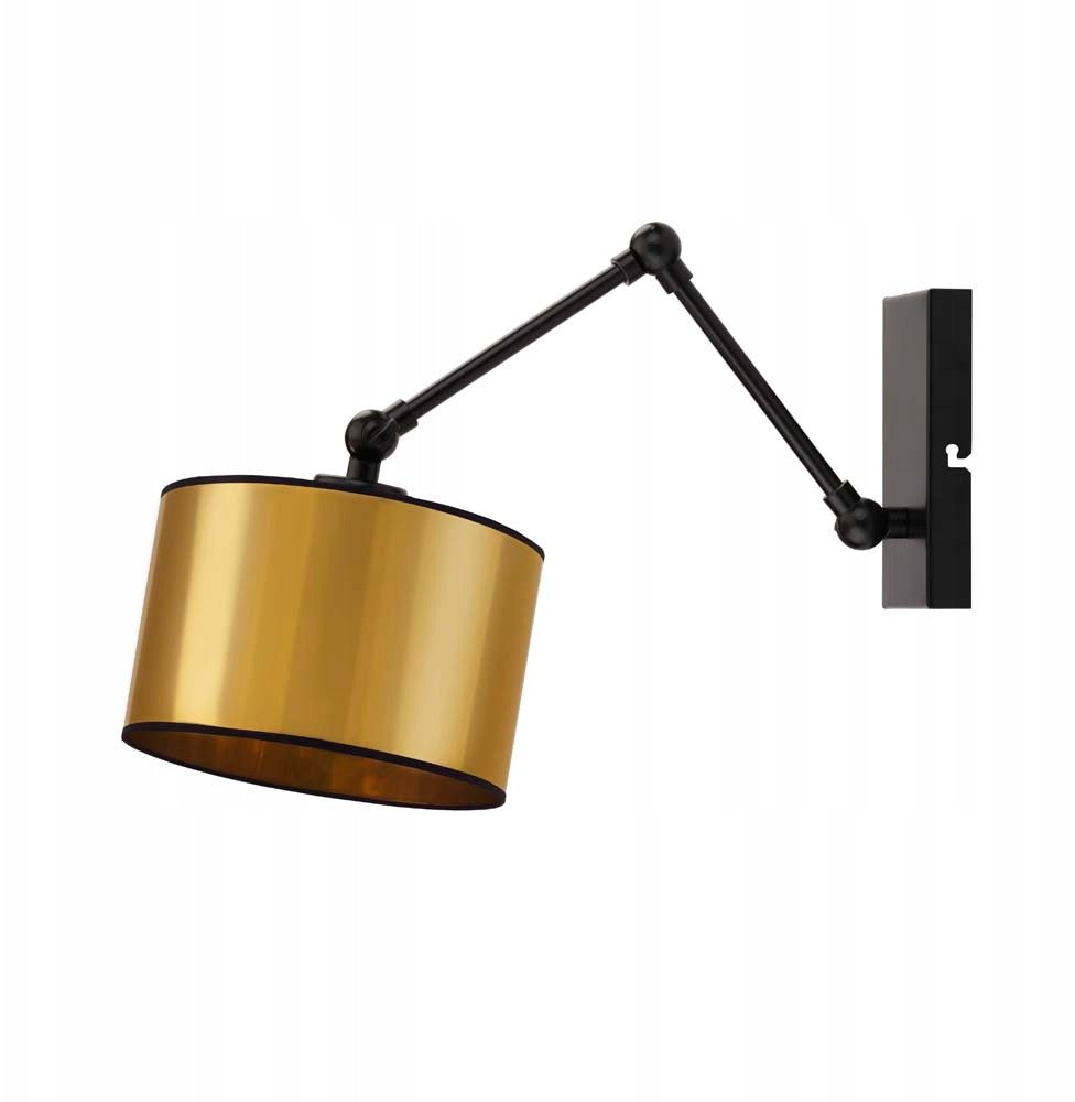 Czarno-złoty kinkiet z regulacją kąta padania światła góra-dół TULON MIRROR lampa ścienna na wysięgniku E27