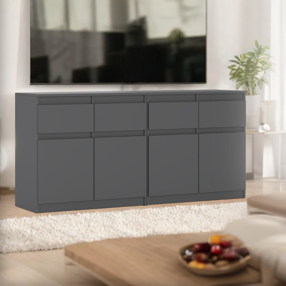 Komoda Loft 4 Szuflady 160cm Nowoczesna Szafka Szara Matowa Sypialnia Salon