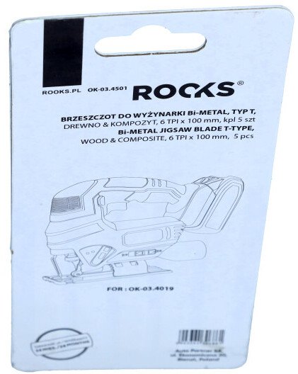 ROOKS BRZESZCZOT DO WYRZYNARKI BI-METAL, TYP T, DREWNO I KOMPOZYT, 6 TPI X 100 MM, KPL 5 SZT