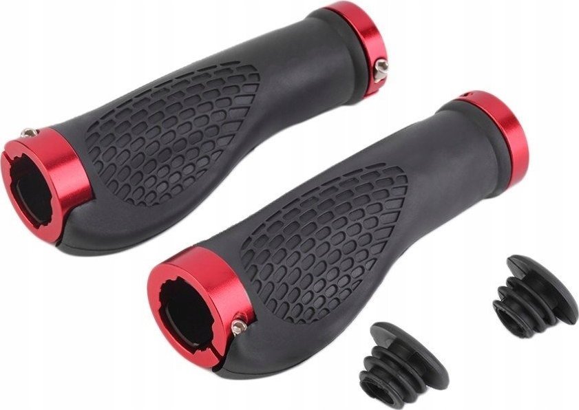 Korbi SKRĘCANE CHWYTY ROWEROWE ERGONOMICZNE GRIPY CZERWO