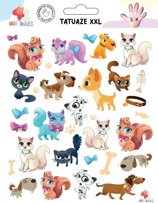 Dodo Tatuaże zmywalne dla dzieci Psy i koty XXL