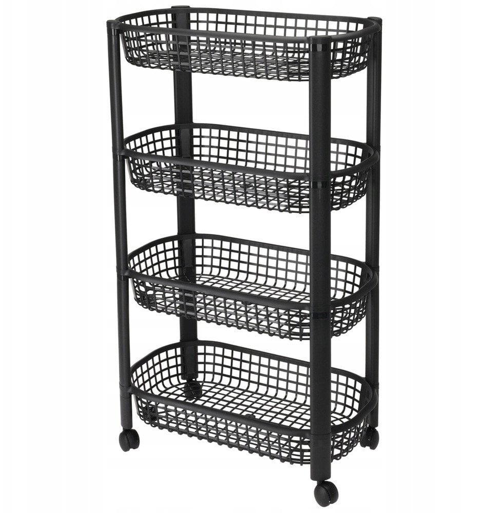 Organizer Na Kółkach Czarny EXCELLENT HOUSEWARE 4-Poziomowy 46x26x79 cm