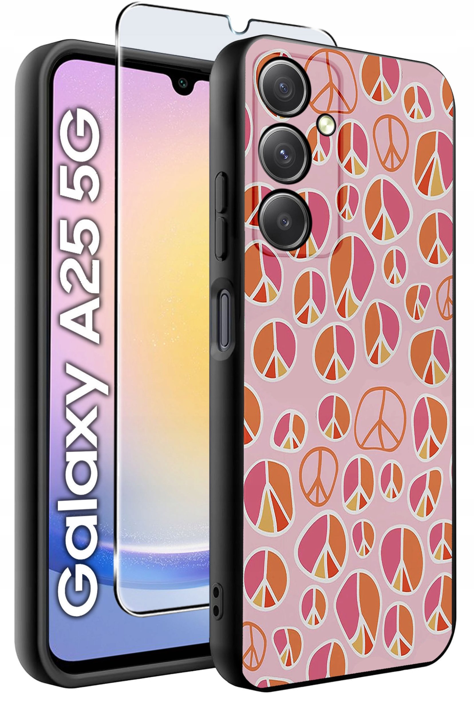 ETUI do Samsung A25 5G WZORY | SILIKONOWE MATT CASE + SZKŁO HARTOWANE 9H