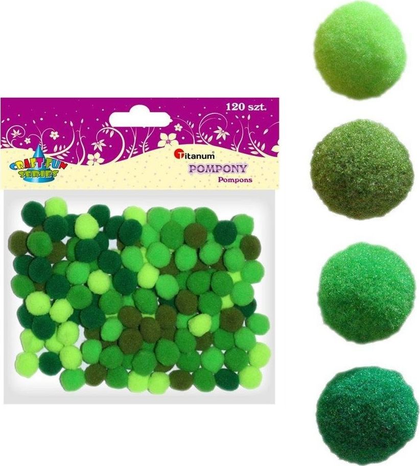 Titanum Poliestrowe pompony 10mm 120szt zielonej CRAFT-FUN