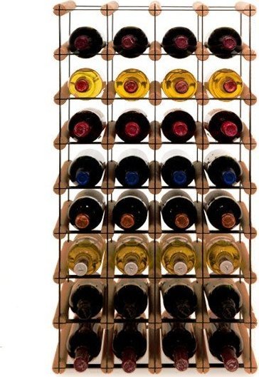 Wamar-Sosenka Regał na wino Stojak na 32 Butelki Szklane/ PET RW-8/ 4x8 Brązowy Metal + Drewno RW-8-4x8-32_O_BR