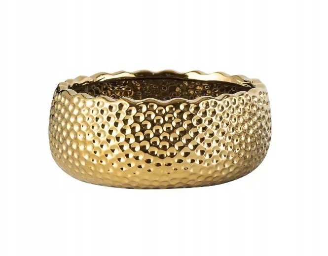 Doniczka ceramiczna / Osłonka / Donica / Złota / 25 cm