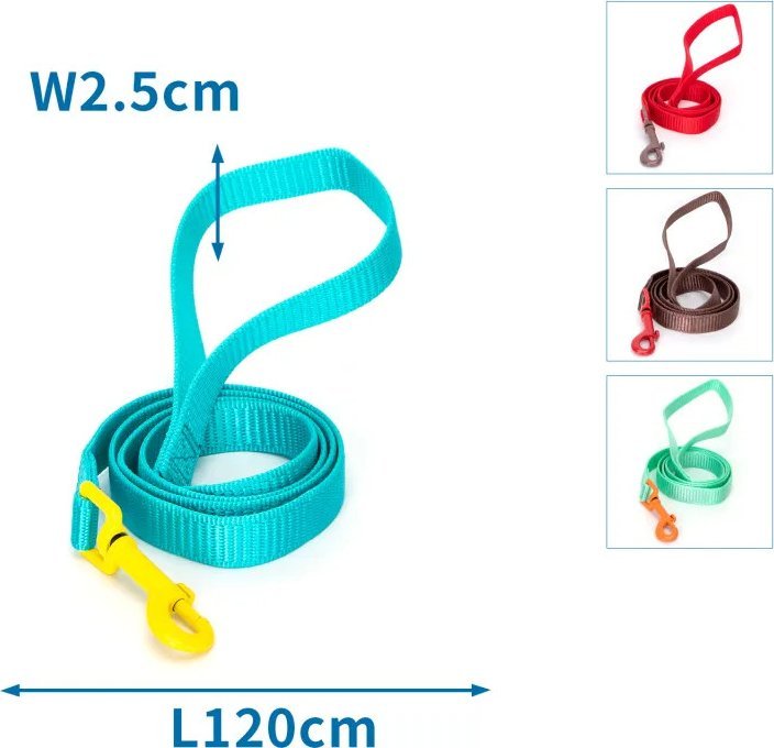 Nobleza Nylonowa smycz dla psa W2.5*L120CM RED/BROWN/BLUE/GREEN COLOURED NYLON DOG LEASH W2.5*L120CM RED/BROWN/BLUE/GREEN