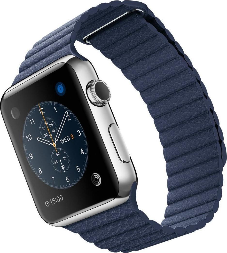 THD Granatowy skórzany pasek do Apple Watch 42/44 mm, rozmiar uniwersalny, seria 1,2,3,4,5,6,7