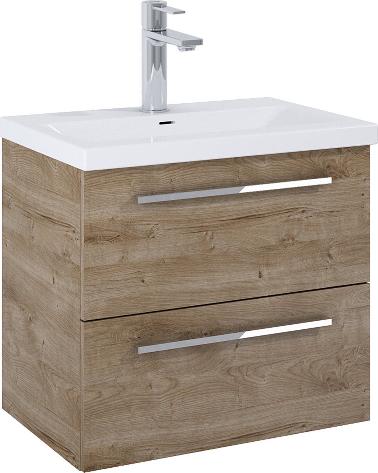 A857969808 / ROCA / KWADRO / SZAFKA ŁAZIENKOWA 60 CM Z 2 SZUFLADAMI, DO KOMPLETACJI Z UMYWALKĄ HEBE, DĄB CANELA / ZAMIENNIK 168957 /