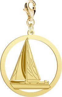 Radziszewska Pozłacany Charms Żaglówka Żeglarstwo DEDYKACJA