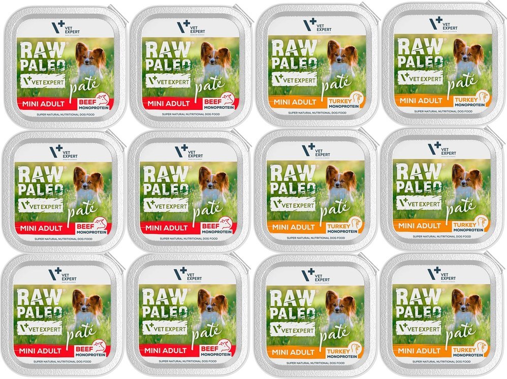 Raw Paleo Vetexpert RAW PALEO PATE MINI Mix Wołowina+Indyk - 12x 150g