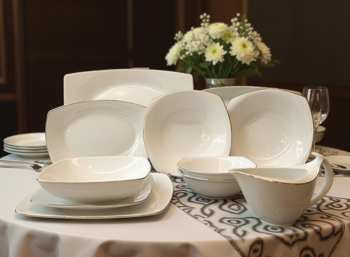 Serwis obiadowy dla 12 osób 44 el. Akcent Złota Linia 3603