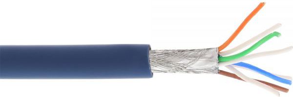 InLine Kabel instalacyjny S/FTP, PiMF, Cat.6A, halogen free, 500MHz, niebieski 100m (76899B)