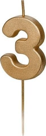 Świeczka urodz.Cyferka 3 4,5cm złoty 32323