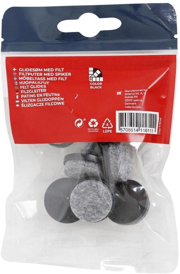 Home It śruba z filcem czarna Ø28 mm x 8 stk