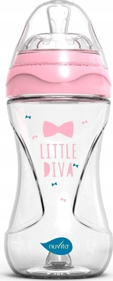 Nuvita Nuvita, Butelka szklana antykolkowa różowa, 240ml