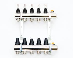 SiGMA-Li Rozdzielacz mosiężny 2-obw z zaworem termostatycznym i przepływomierzem - RMZTP-2