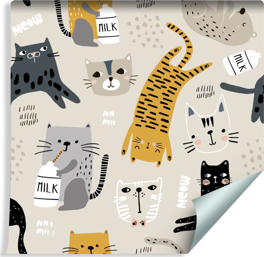 Muralo Tapeta Dla Dzieci - Urocze Kotki - Styl Skandynawski