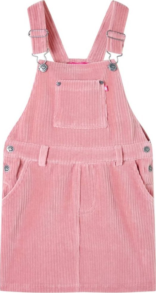 vidaXL Dziecięca sukienka ogrodniczka, sztruksowa, jasnoróżowa, 104