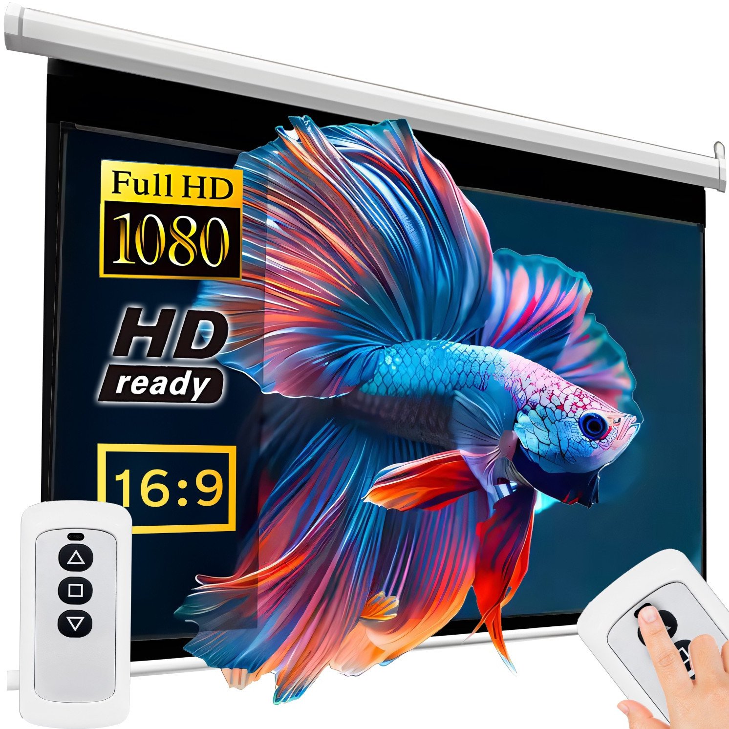 EKRAN PROJEKCYJNY ŚCIENNY ELEKTRYCZNY DUŻY 265X179 CM 125" FULL HD + PILOT