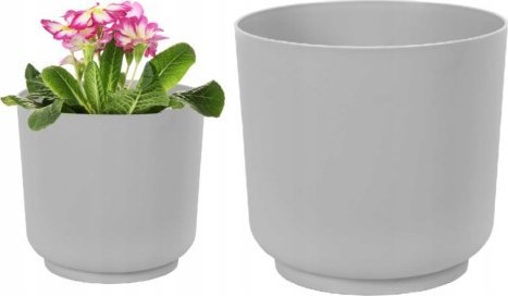 Form-Plastic Osłonka plastikowa szara matowa na kwiaty Satina 17x16,8 cm