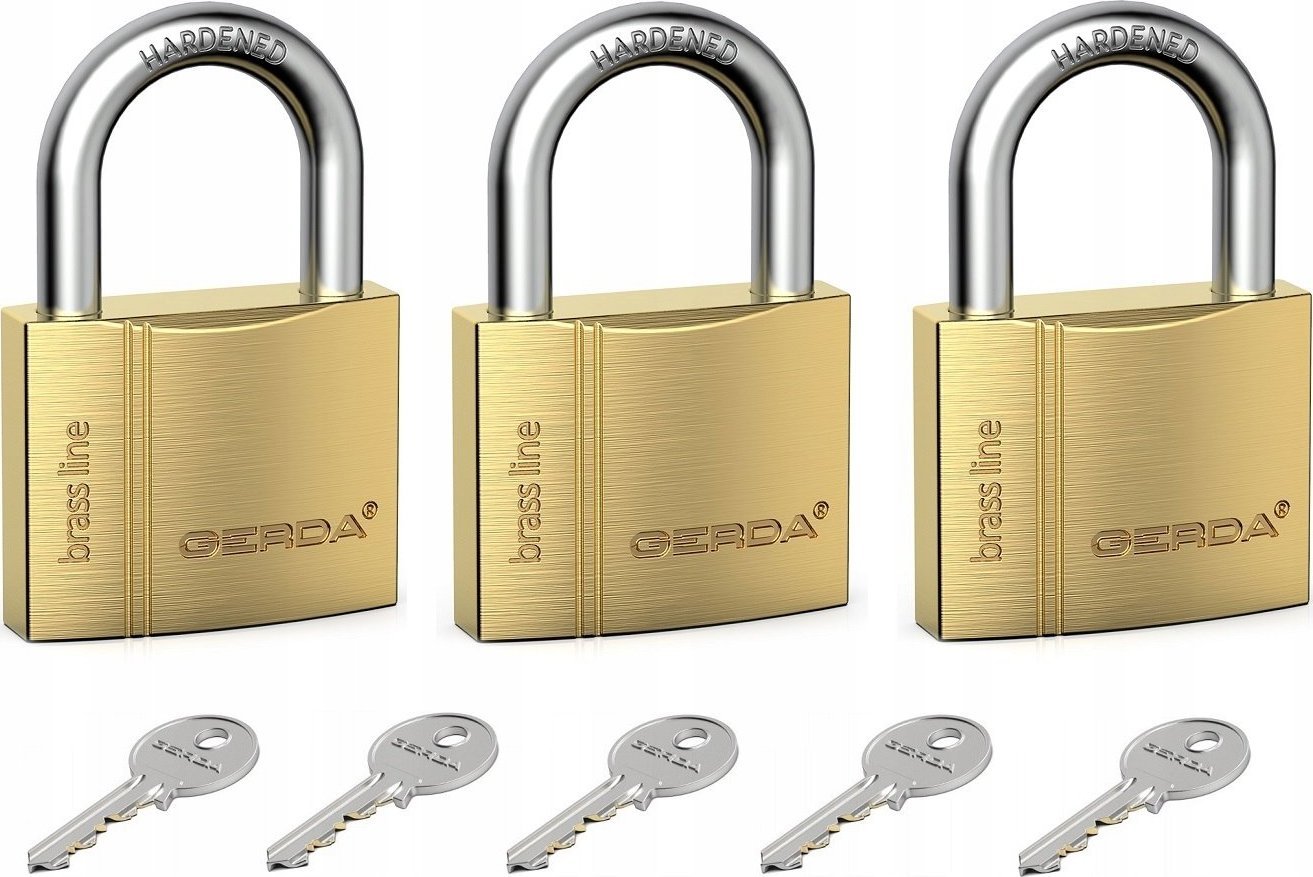 Gerda BRASS LINE KMZ S30 Zestaw 3-triples kłódek mosiężn