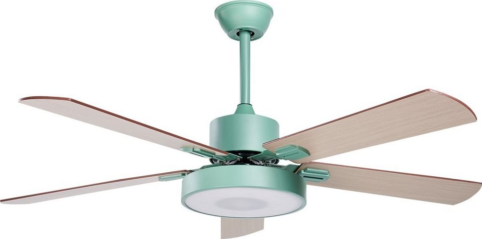 Wentylator Beliani Wentylator sufitowy zielony z jasnym drewnem HOBBLE