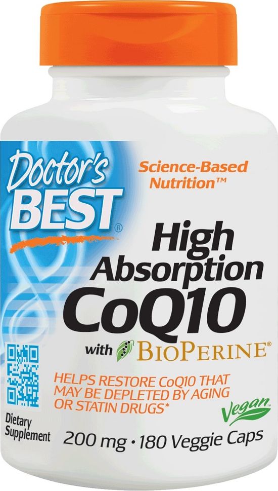 DOCTORS BEST Doctor's Best - Koenzym Q10 Wysokoprzyswjalny z Bioperyną, 200mg, 180 vkaps