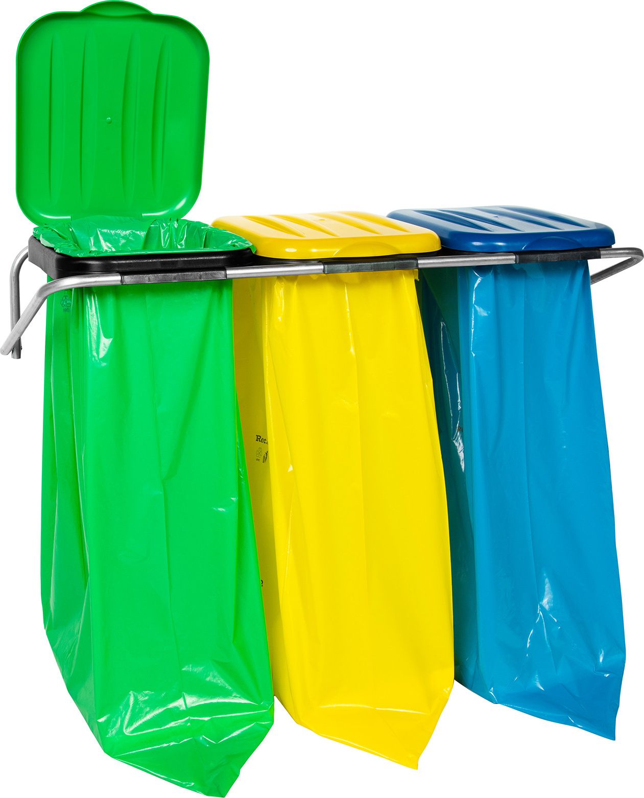 GSG Uchwyt ścienny wiszący do segregacji śmieci 3 kolory - worki 120L
